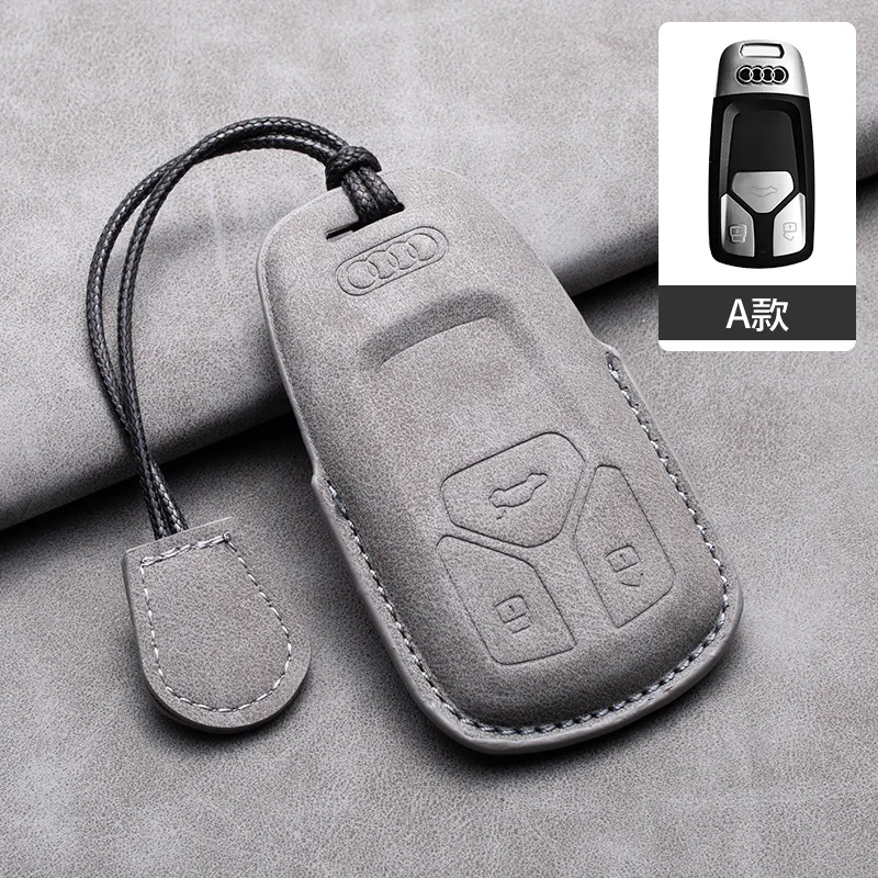 

Suede Leather Car Key Case Cover for Audi A4 A4L A5 Q5 Q7 TT TTS 8S B9 2016 2017 2018 Car Key Protection Keychain Accessories