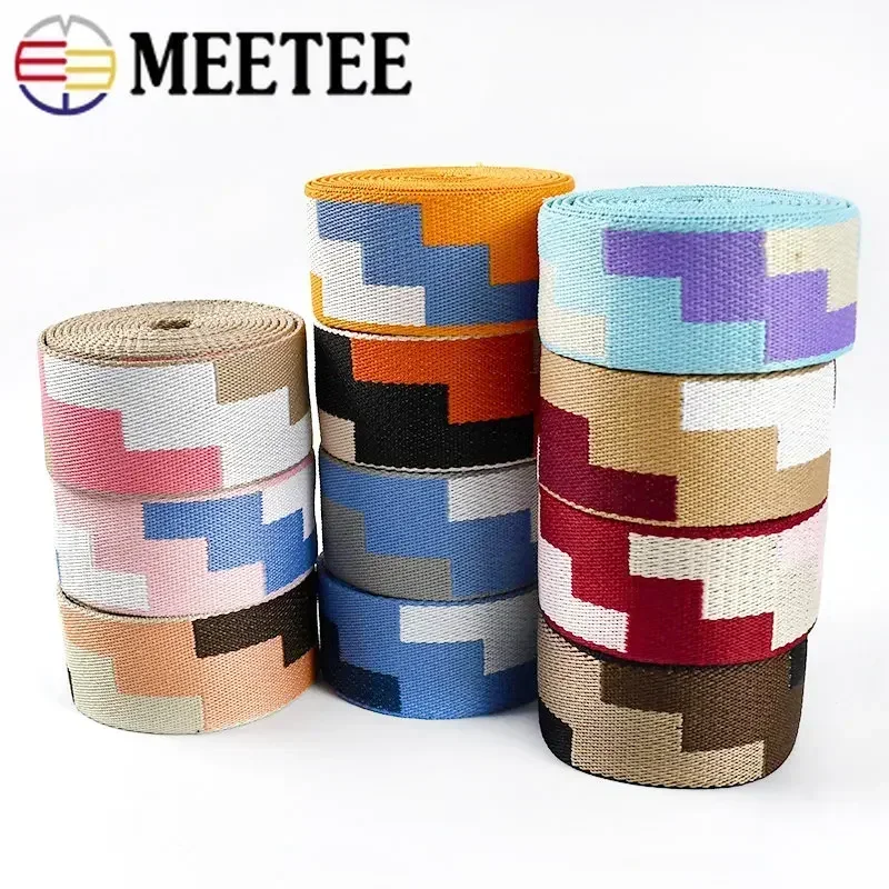 2/5Meters 3/2\'\' 38mm Polyester Jacquard Webbing for Luggage Decoration Ribbon Tape DIY Bags Shoulder Strap Sewing Bias Accessory