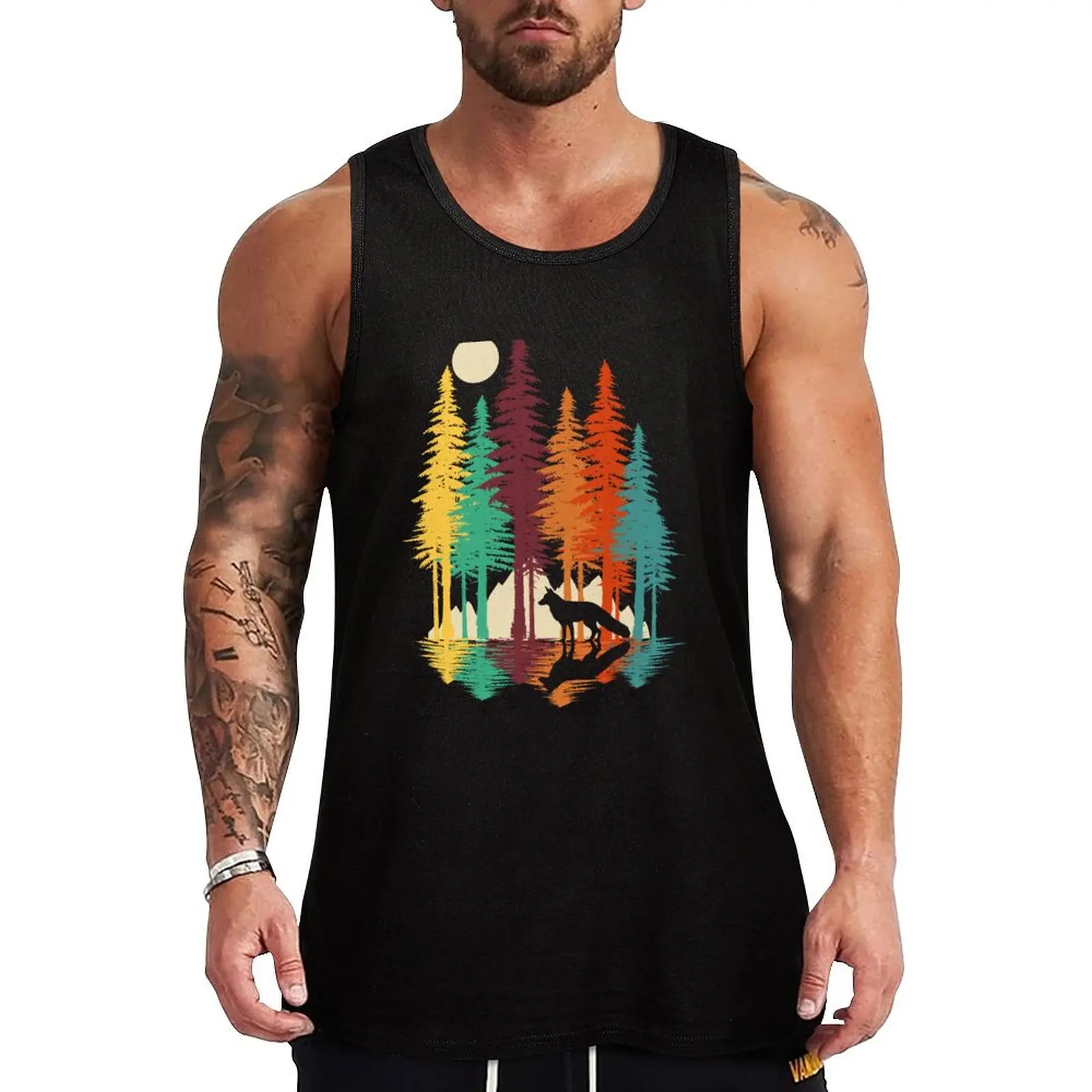 

Forest Fox Tank Top summer clothes for men Man gym clothes Men's tops