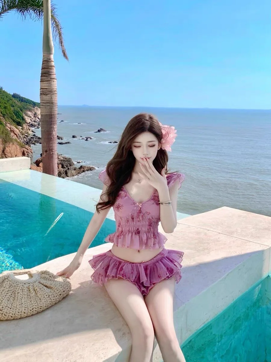 

Новый соблазнительный купальник-бикини для женщин: сексуальный, с юбкой-бутоном, для горячих источников, спа, пляжного отдыха, спорта и фитнеса.