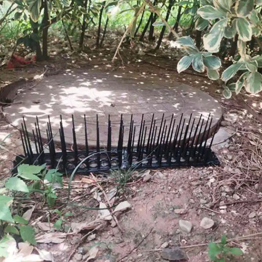 2Pcs Black Plastic Bird Scat Spike Mat Cat Scat Spike Mat Garden Outdoor Fence Protection Anti-Cats Network Cat Pad