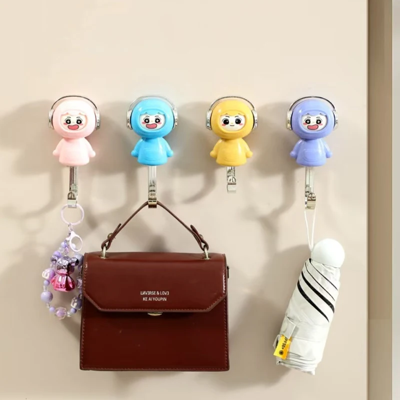 Cute Expression Change Doll Hook, Diamond Free Self-Adhesive Cartoon Decoration Hook, key Umbrella, Home Storage Wall Decoration