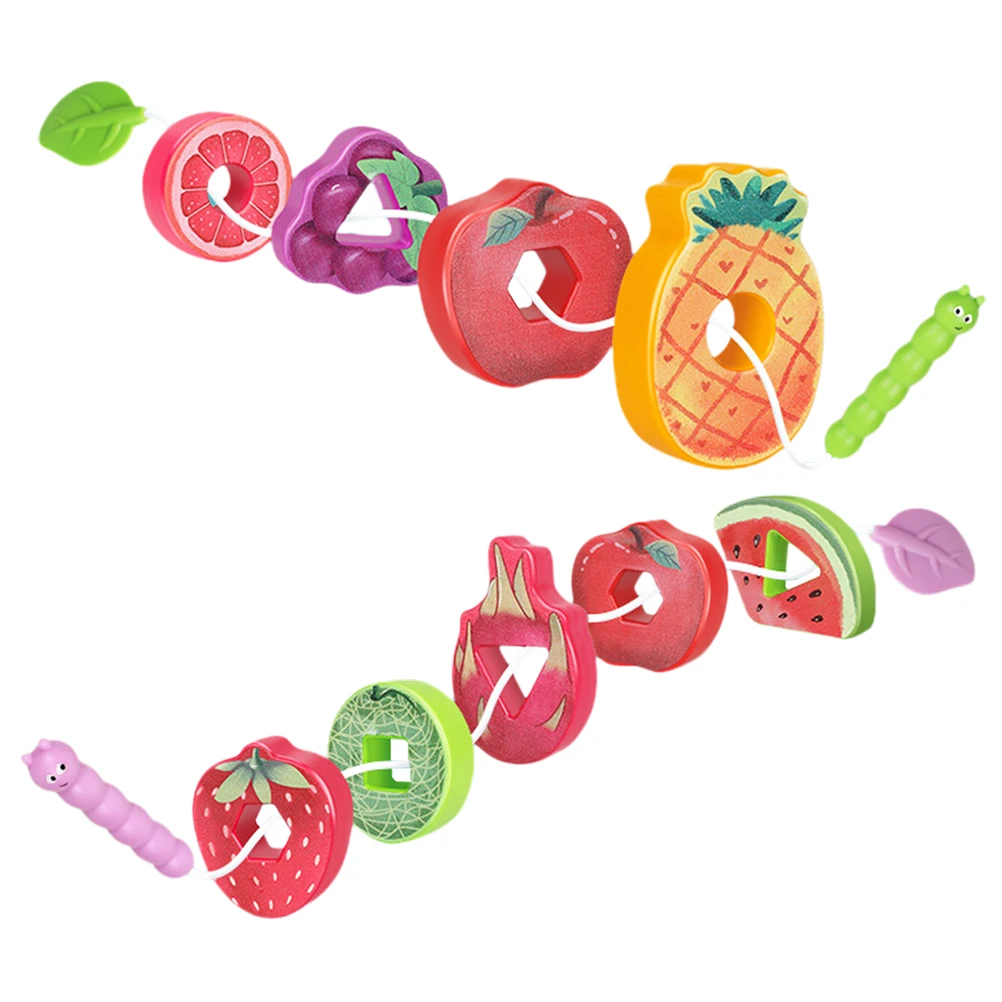Juego de bloques de frutas para niños pequeños, ligero, Abs, educativo, clasificación de cuentas, apilamiento, cordones de aprendizaje preescolar, 1 Juego