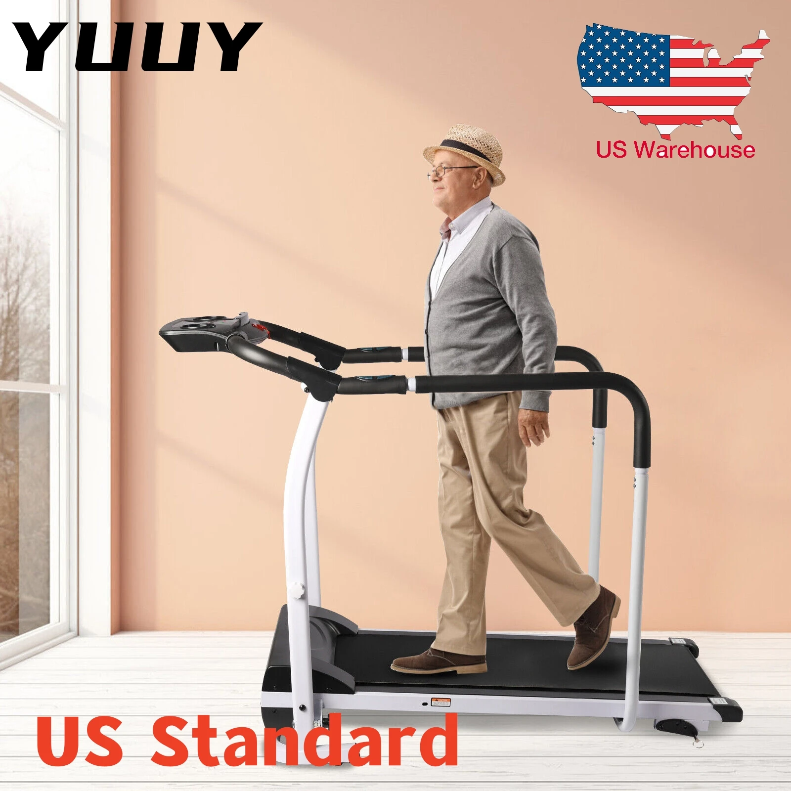 Folding Electric Recovery Walking Treadmill for Elderly, Rehabilitation Machine, Home Exercise, 12-Speed Gear