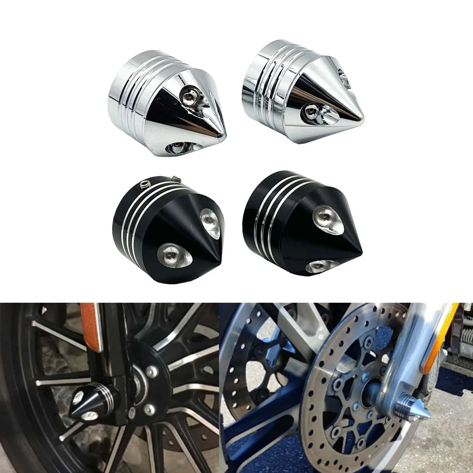 

2Pcs Motorcycle Front Axle Nut Cover Cap CNC Aluminum for Harley Softail Road King Street Glide 883 2002-2023, Front Axle Cover