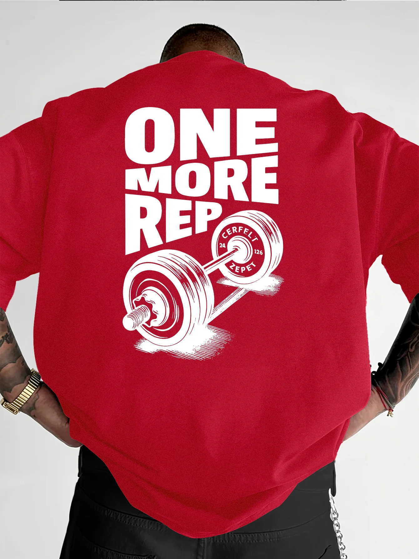 Men's T-Shirt Vintage Funny Gym Workout ONE MORE REP Weightlifting Women Streetwear  Oversized Tees Short Sleeve Loose Top