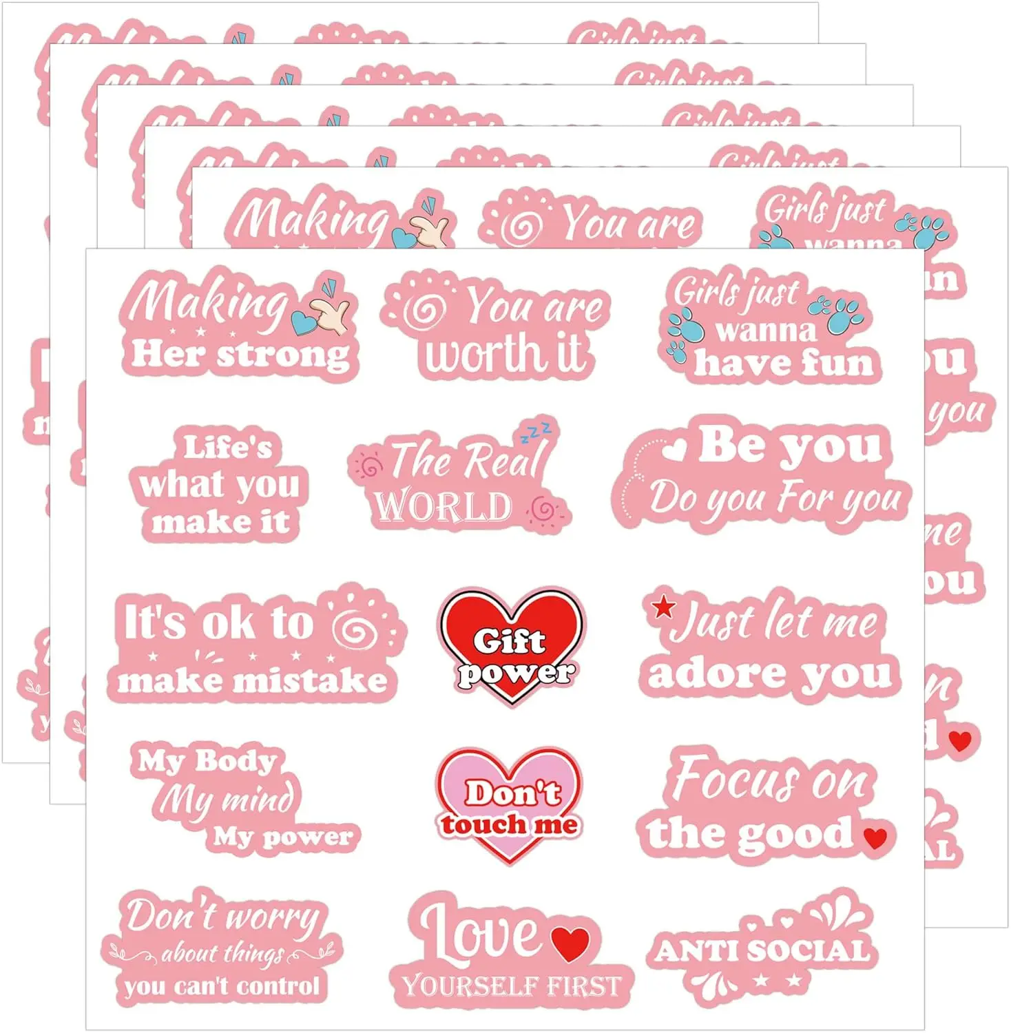 

150 Pcs Positive Inspirational Motivational Stickers Pink Motivational Stickers - 5 xx 5.6 Inch Inspirational Decor Labels