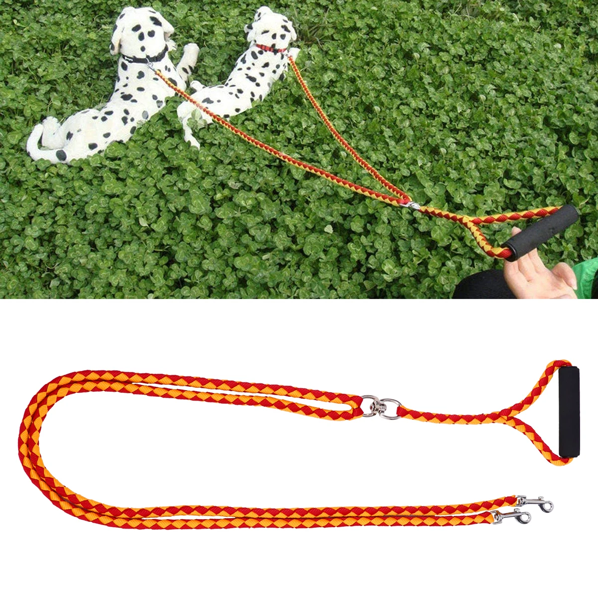

Pet Dog Training Leash Double-Headed Braided Lead Rope Outdoor Safety Collar Cord For Walking Quick Release Durable Red