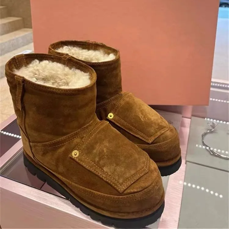 

Женские зимние ботинки на толстой подошве с хлопковой изоляцией, короткие ботинки средней длины, плюшевая хлопковая обувь, уличные зимние удобные женские ботинки
