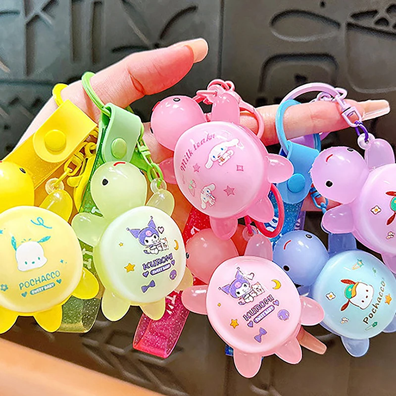 1PC Luminous Sanrio Little Turtle Keychain Cinnamoroll Pendant Children Anime Sanrios Women Keyring Cute Key Chain Gifts Toy