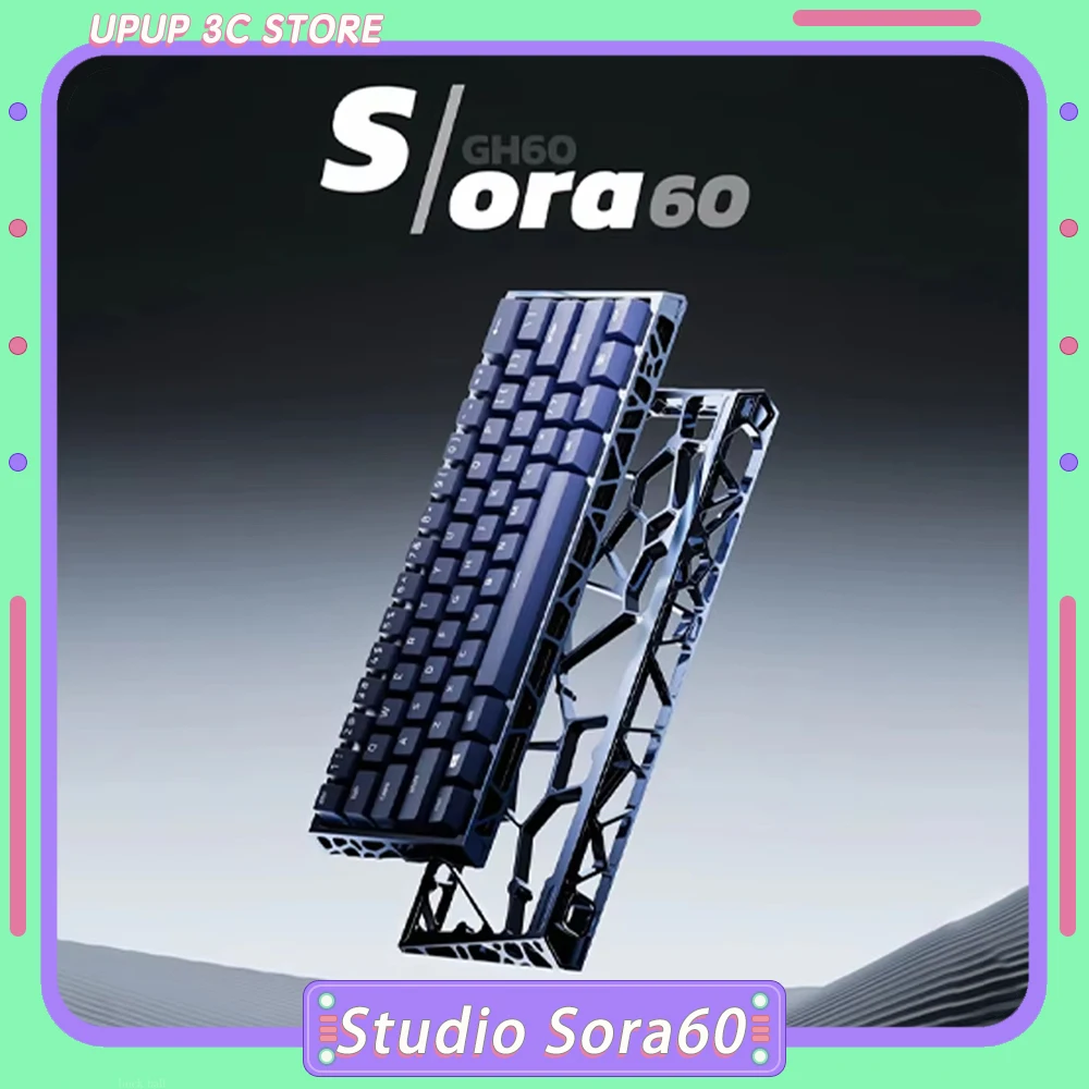 UR Studio Sora60 Mechanical Keyboard Shell CNC Aluminium Alloy Keyboard Shell Hollow Out Case GH60 PC Gamer Accessories Custom