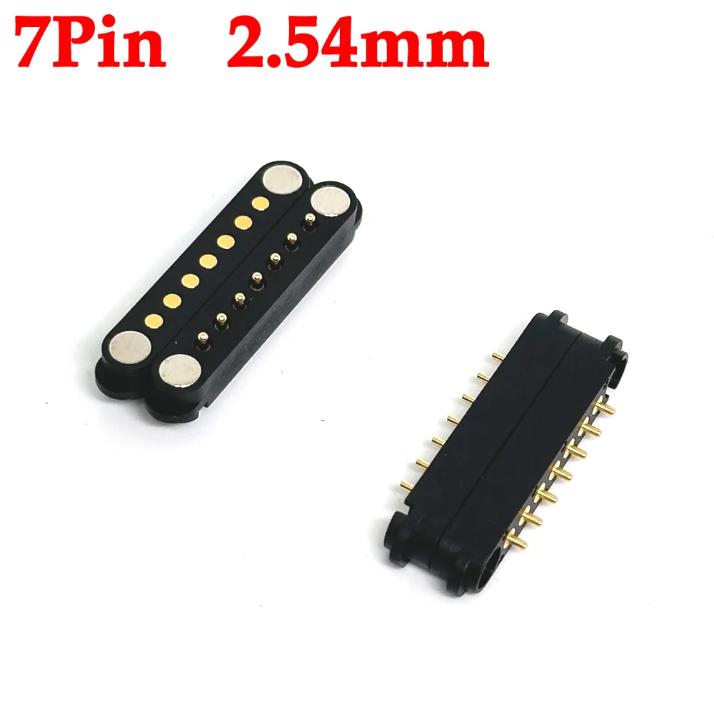 

1/10Pair Spring Loaded Connector Pogo Pin 7P 2.54mm Pitch PCB Vertical With Plug-in Panel Mount Single Row Strip