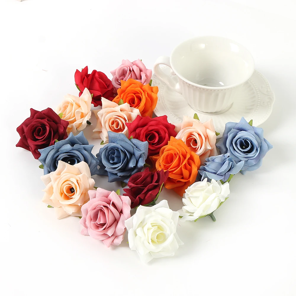 5/10Pcs 6CM Rose Artificial Flowers Fake Flowers Heads For Home Decor Marriage Wedding Decoration Craft Garland Gifts Accessory