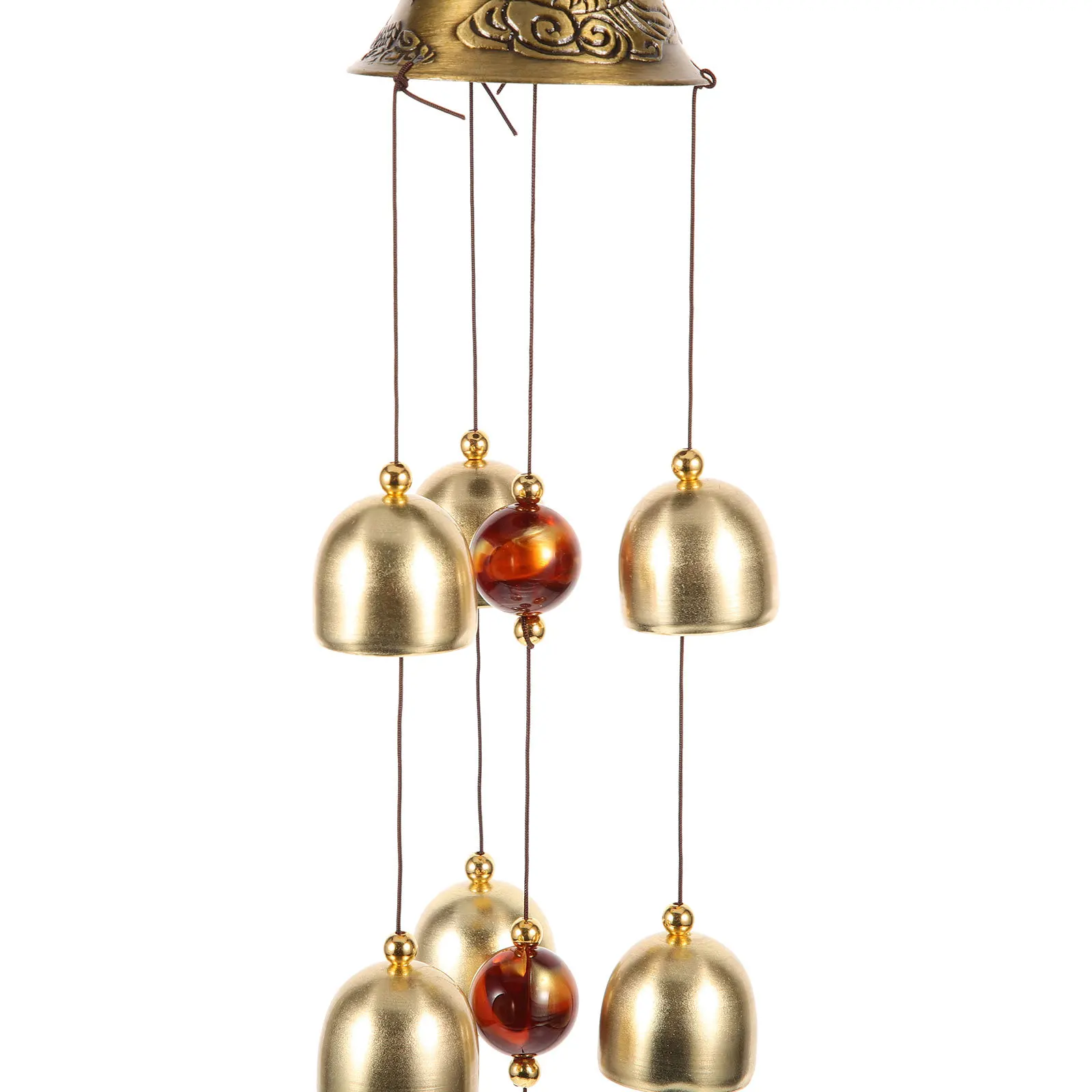 

Copper Alloy Dragon Luck Wind Chime Vintage Bells Hanging Ornament for Garden Porch Patio Outdoor Blessing Decor
