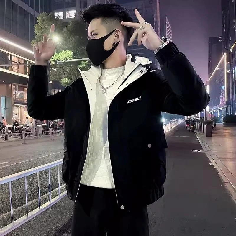 

Поступление, мужская зимняя куртка, уличная одежда, утолщенное пальто с капюшоном и асимметричной молнией, теплая зимняя верхняя одежда ​