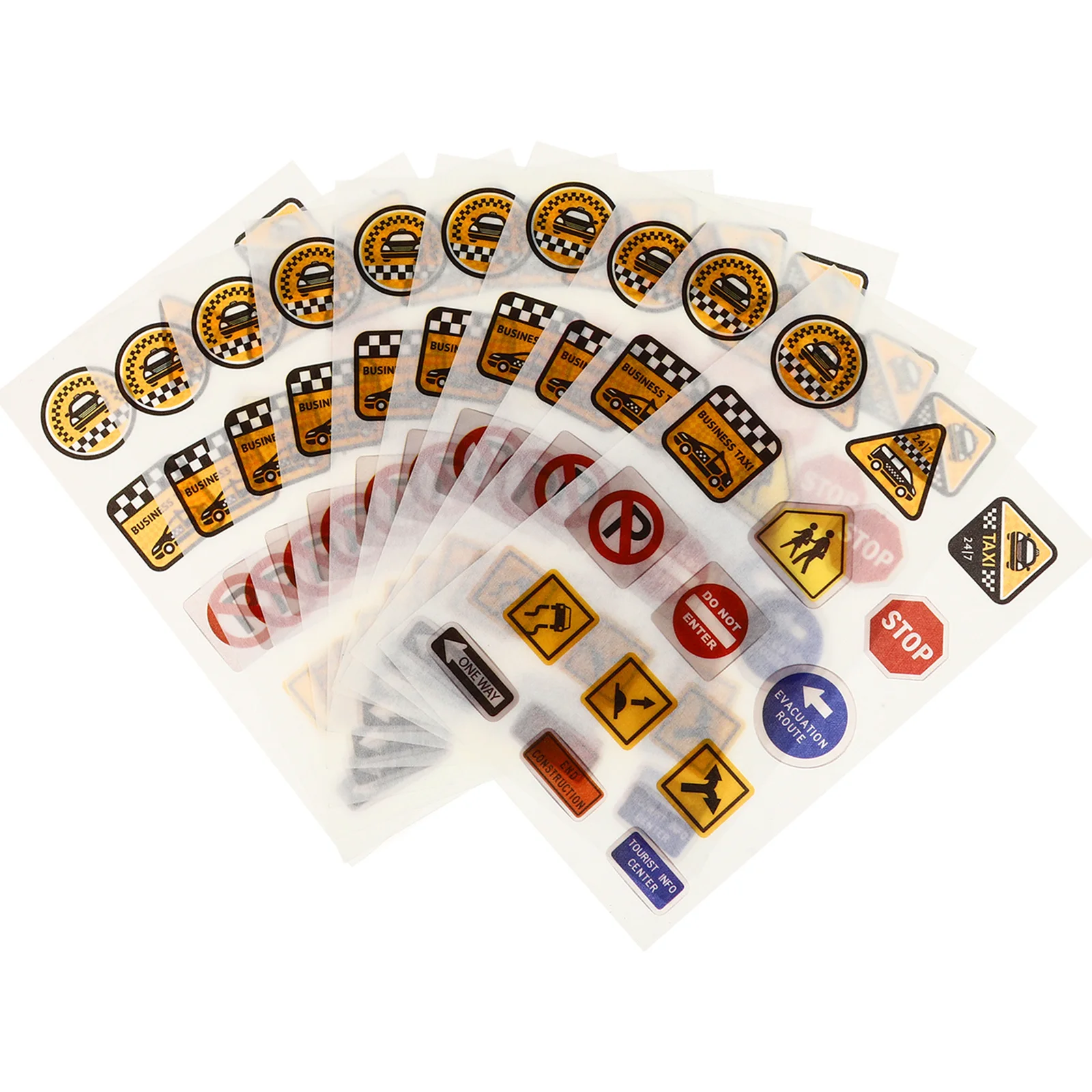 

10 Sheets Road Sign Stickers No Residue Removable Decals for Kids Imagination Development Educational Traffic Play Set