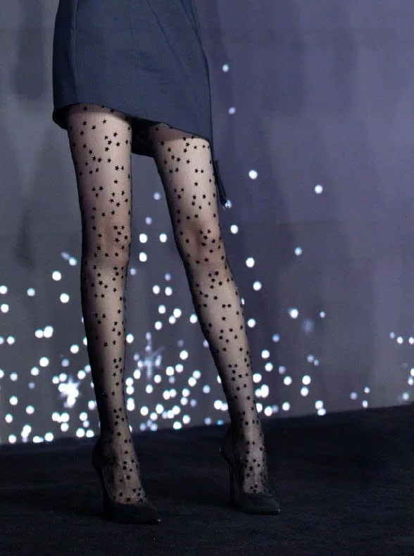 The Same Type of Star Printed Letter Anti-stripping Black Stockings, Sexy All-star Ultra-thin Leggings Spring and Summer Tiktok