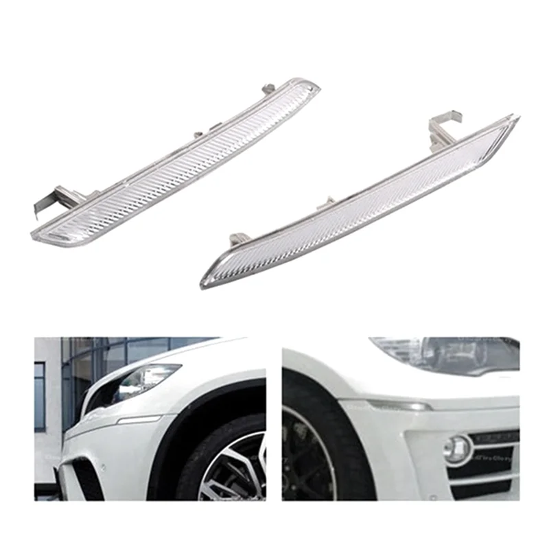 Classic Left Right 1 Pair Clear White Side Marker Reflector 63147187087 63147187088 for BMW X5 X6 E70 E71 2008- 2014