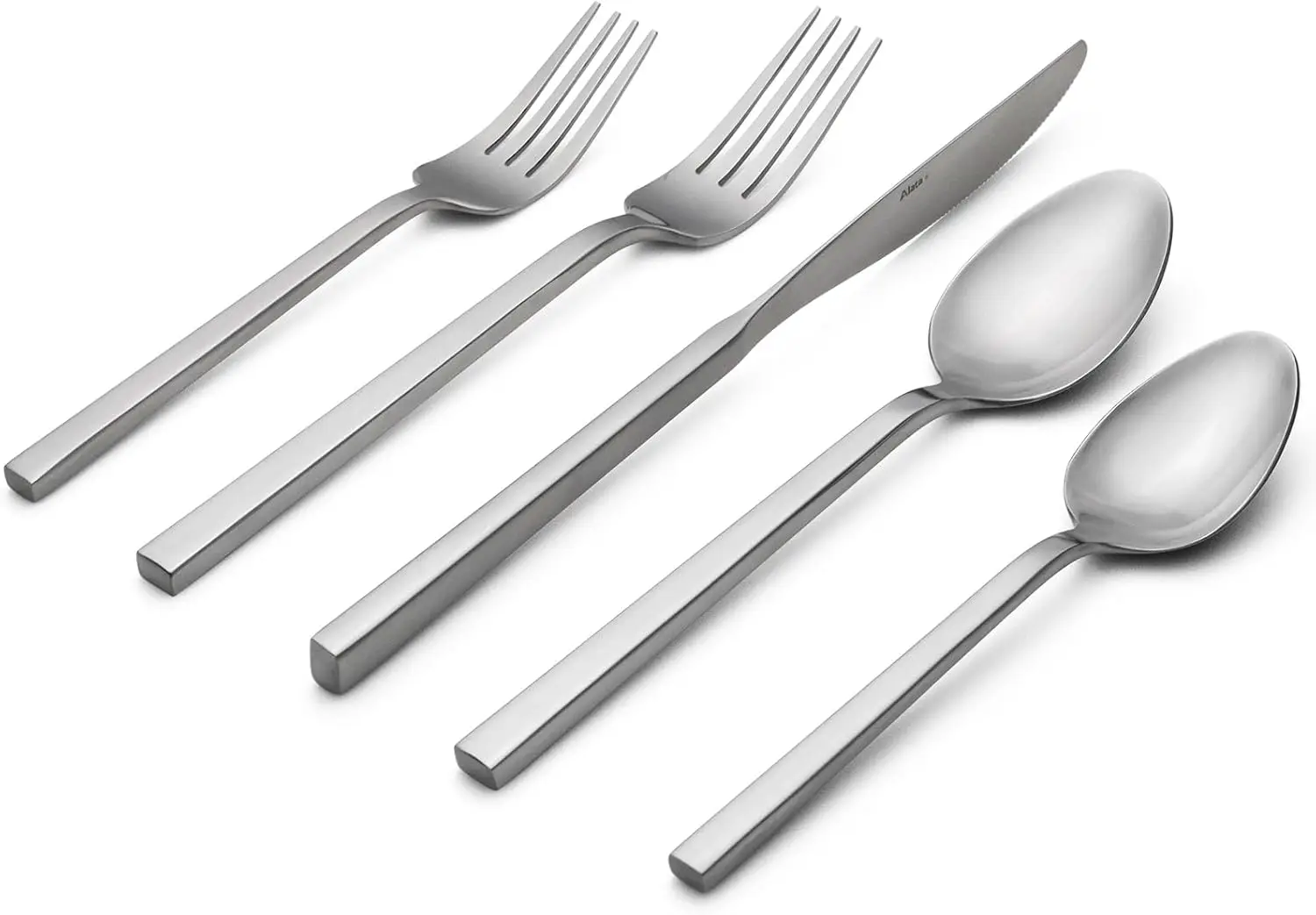 

20-Piece Stainless Steel Flatware Set, Service for 4, Matte Satin Finish, Dishwasher Safe