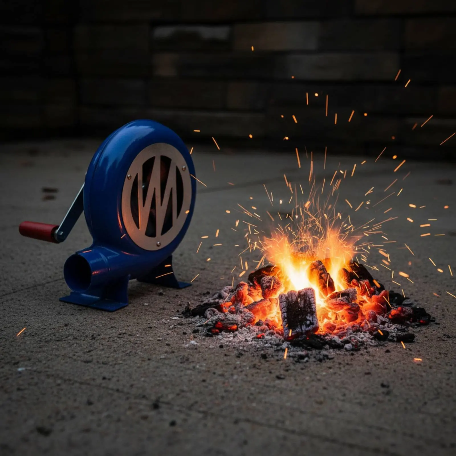 Hand Crank Air Blower Sturdy Metal Construction Hand Operated Bellows Tool Lightweight Outdoor Equipment
