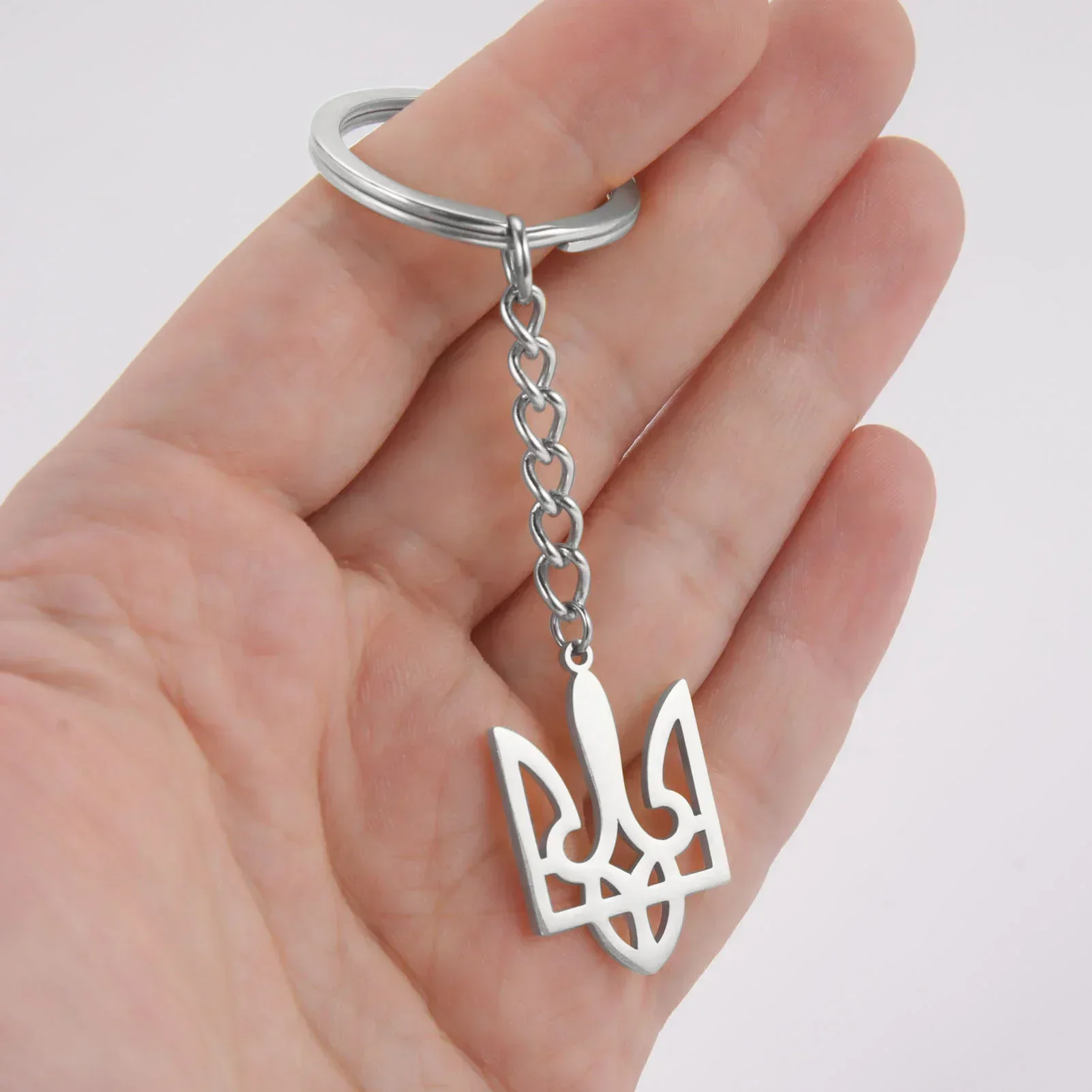 Ukraine Pendant Stainless Steel Keychain-Emblem Simple Style New Products Fashion Jewelry Gold Color Party Gift for Women Men