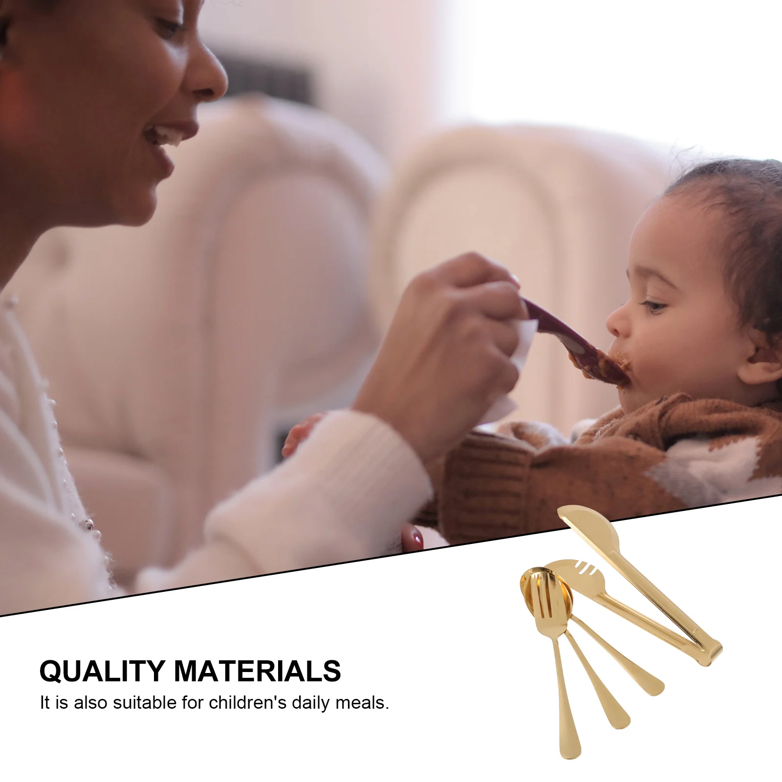 

4 Pcs Food Jacket Set Metal Serving Spoons Home Table Gold Cutlery Dining Utensils Kitchen Accessories Catering