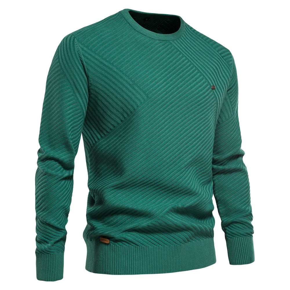 Autumn And Winter New Men's Round Neck Pullover Sweater Solid Color Underlay Cotton Knitted Shirt For Men