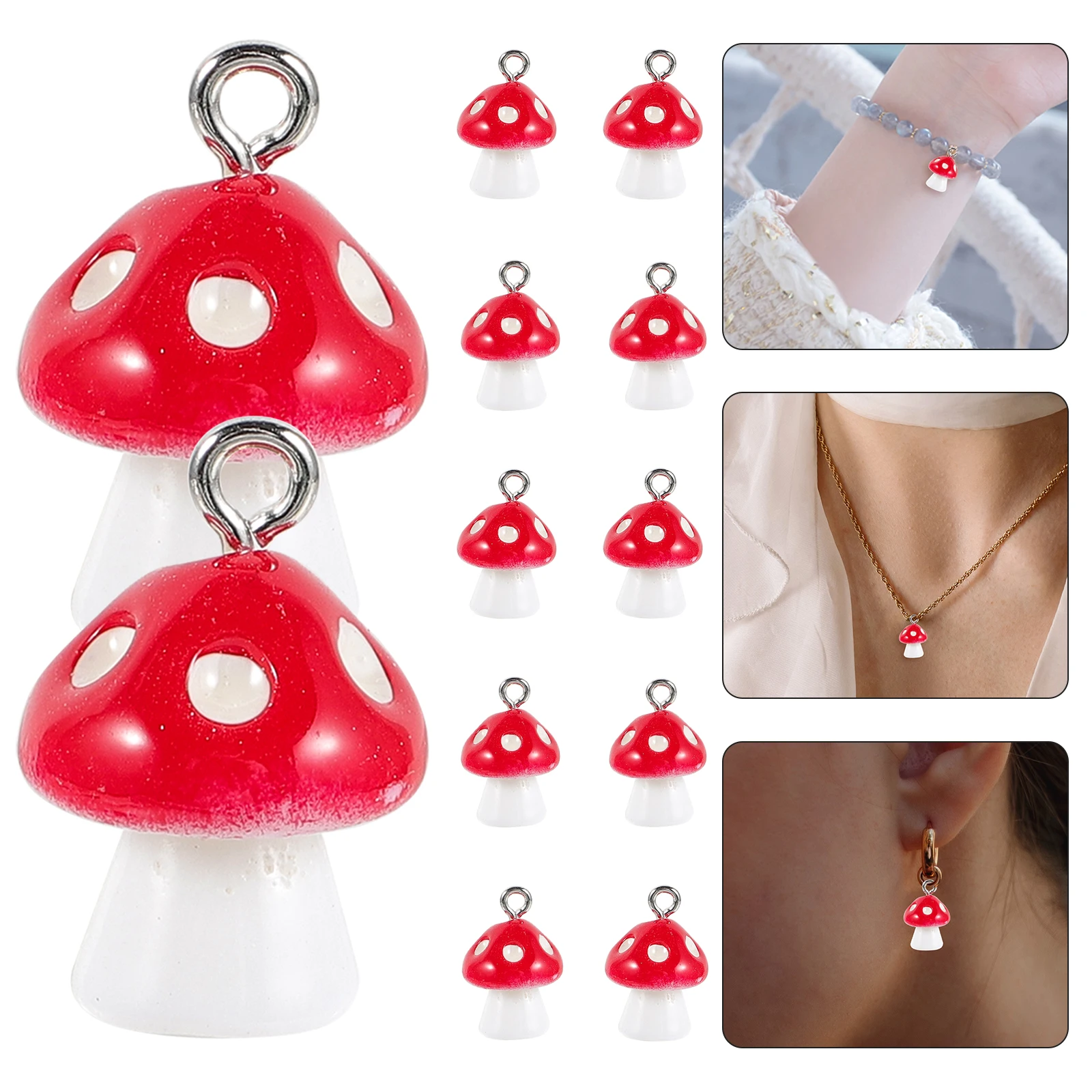

30pcs Mushroom Shape Resin Pendants DIY Accessories for Necklace Bracelet Earrings Jewelry Making Charms Craft Decorative