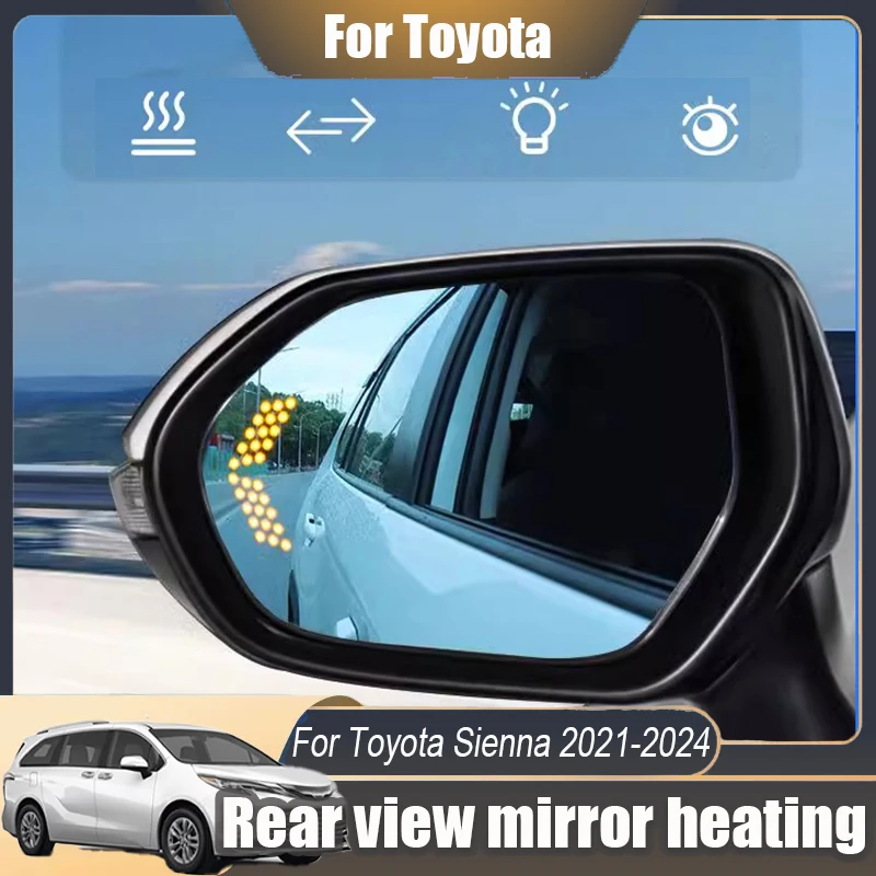 For Toyota Sienna 2021 2022 2023 2024 Rear view mirror heating LED turning blue mirror Auto exterior modification Parts