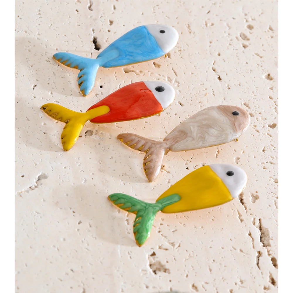 Yhpup Ocean Series Stainless Steel Enamel Fish Y2K AB Color Stud Earrings for Women Gold Color Trending Summer Unique Jewelry