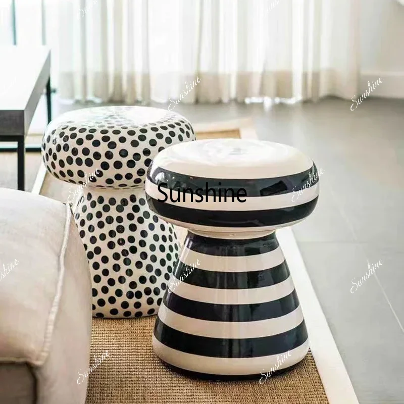 Living room FRP mushroom stool polka dot stripe small edge table, villa flower trellis corner tableTJ view 2