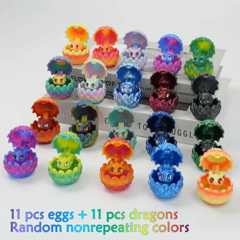 11-Piece Set, 3D Printed Dragon Egg Models, Includes 11 Dragon Eggs + 11 Mini Dragons, Multiple Colors, Home Decor, Halloween, Christmas Gifts!