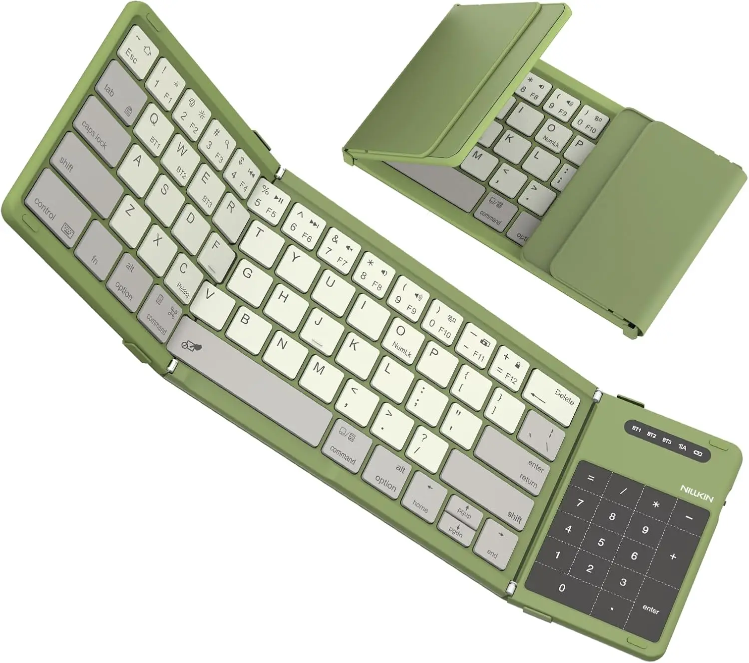 Portable Foldable Wireless Keyboard with Touchpad for iPad Tablets Phone Laptop PC, Full Size Magnetic Green