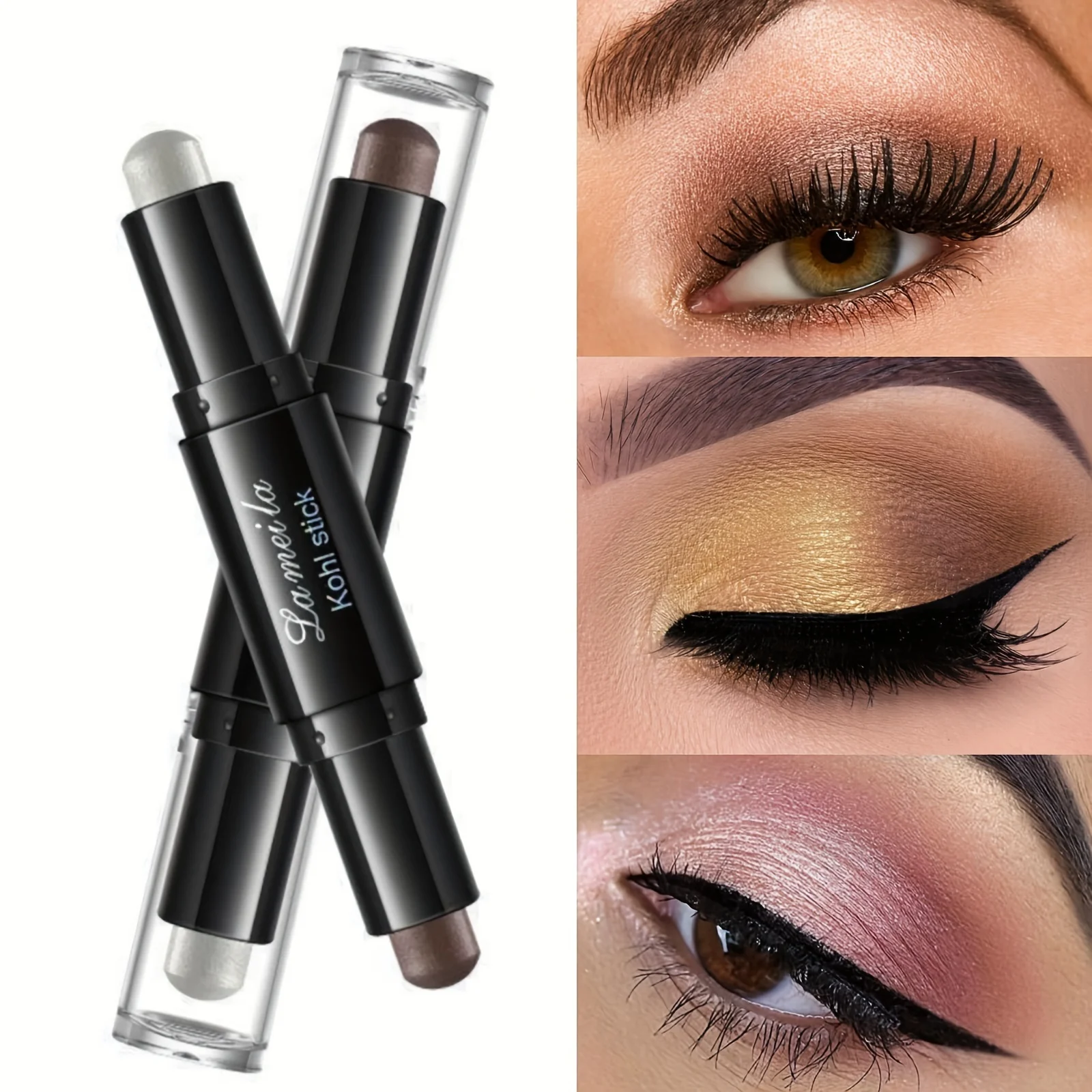 1pc Dual-Ended Eyeshadow Stick, Pearlescent Earth Tones, Waterproof & Non-Smudging Eyeshadow Stick, Beginner-friendly