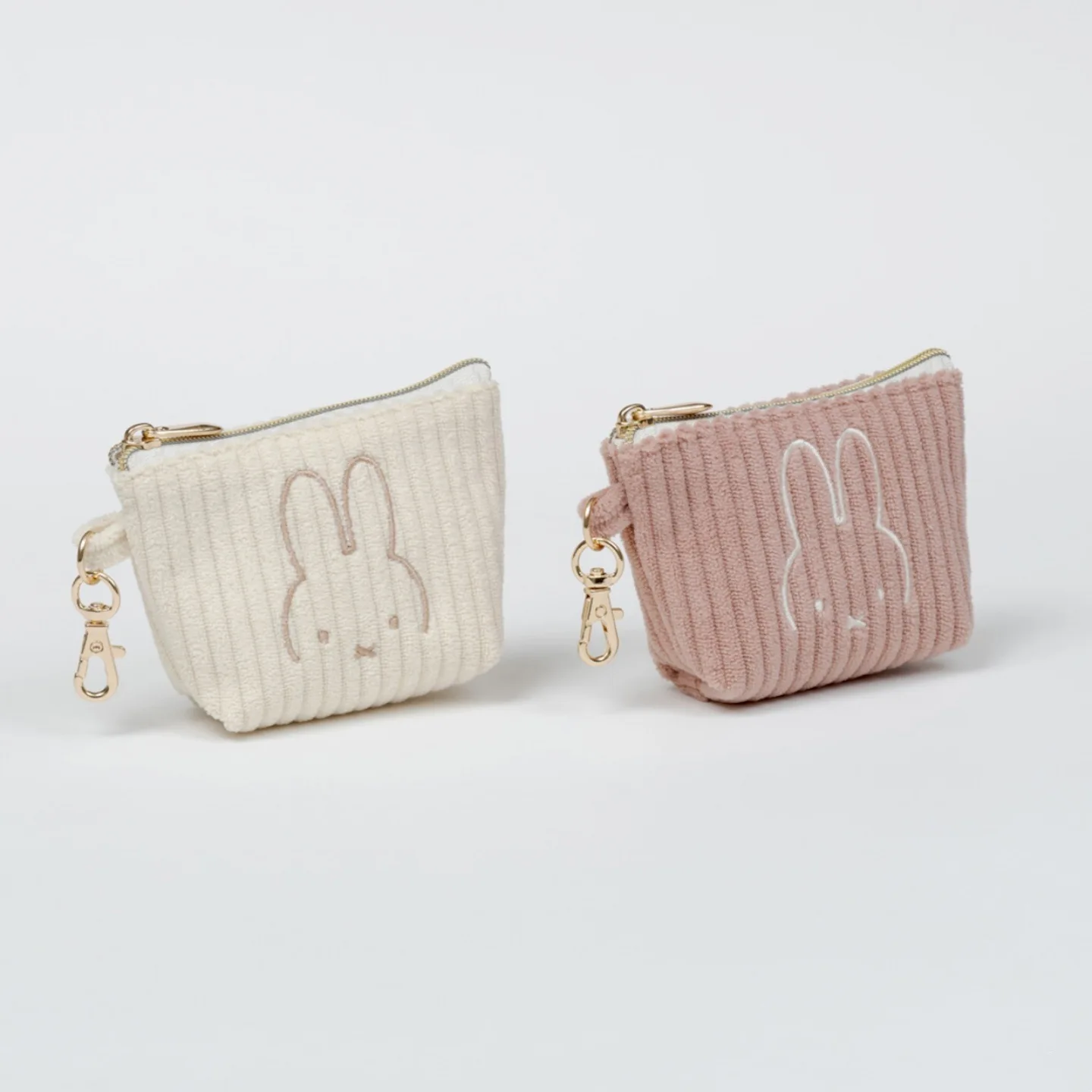 Kawaii Miffy Rabbit Corduroy Embroidery Coin Purse Wallet Creative Peripheral Earphone Storage Bag Portable Makeup Bag Gifts