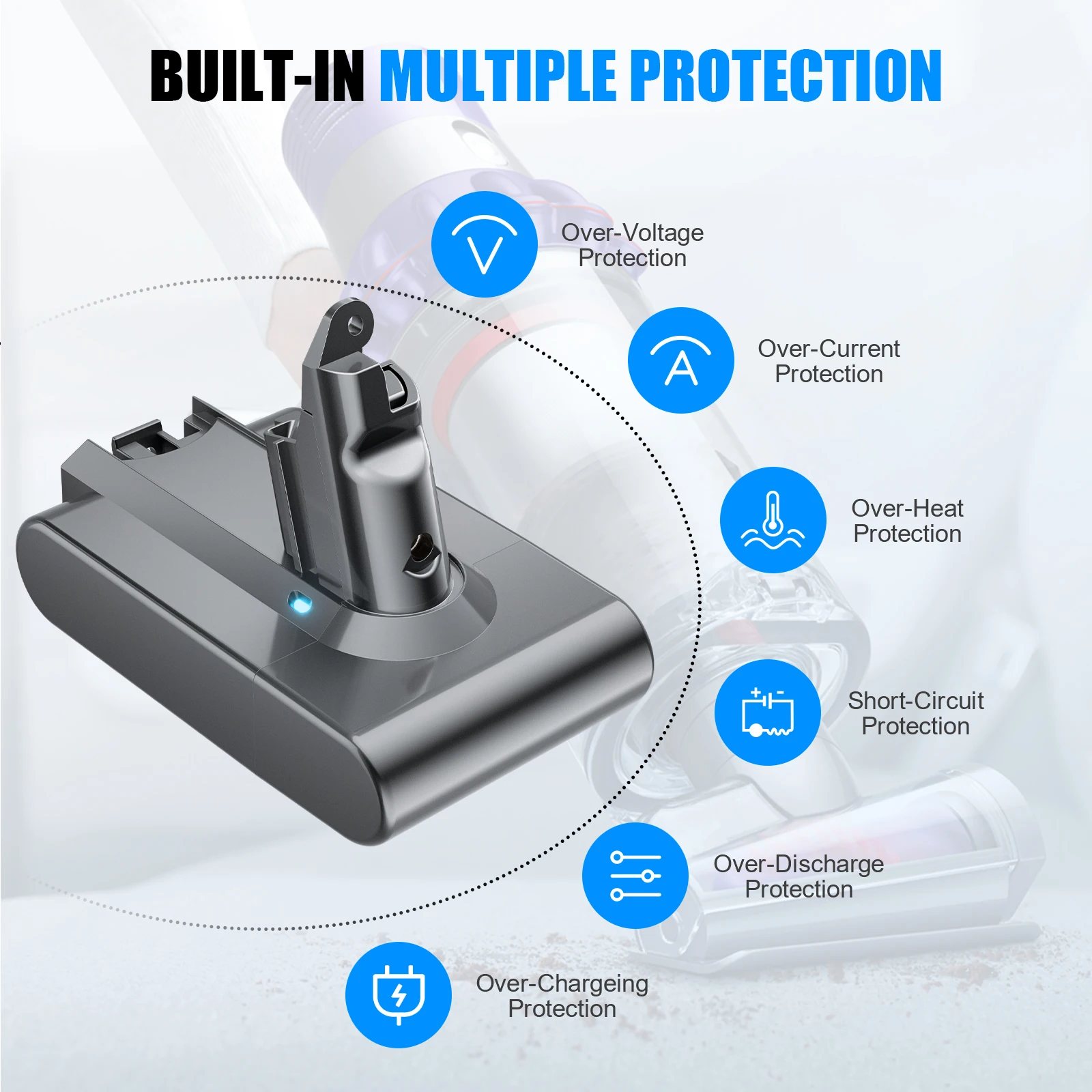 BATOOL 21 6 В 6500 мАч для пылесоса Dyson V6 аккумулятор DC58 DC59 DC62 SV03 SV04 SV05 SV06 SV07 650 770 абсолютный Фото №5