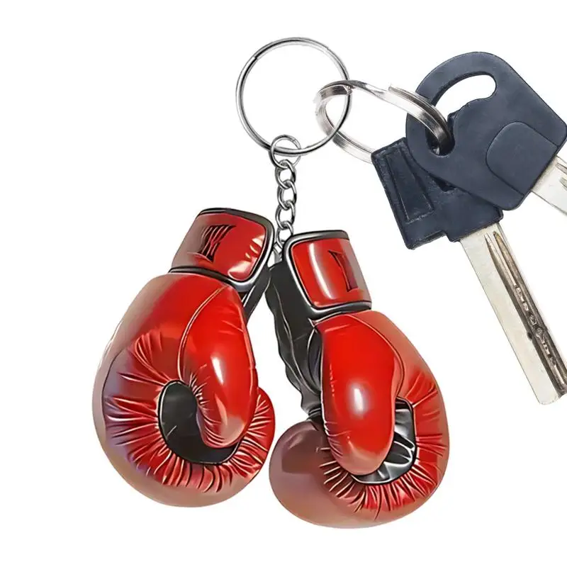 Flat Boxing Glove Keychain Boxing Themed 2D Flat Acrylic Ornament Charm Hanging Decoration For Car Party Gift