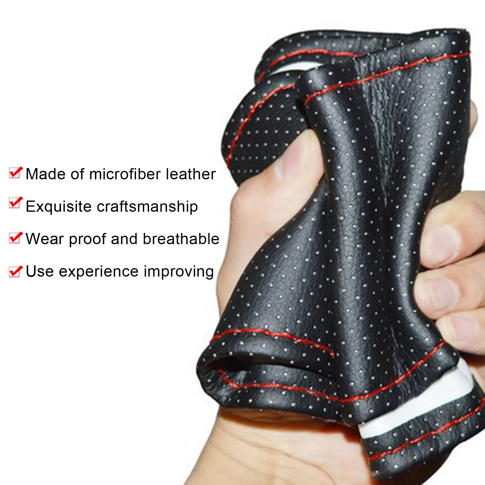 Car Steering Wheel Cover Steering Wheel Cover Set Microfiber Leather Simple Disassemble Perforated  for 38cm Diameter
