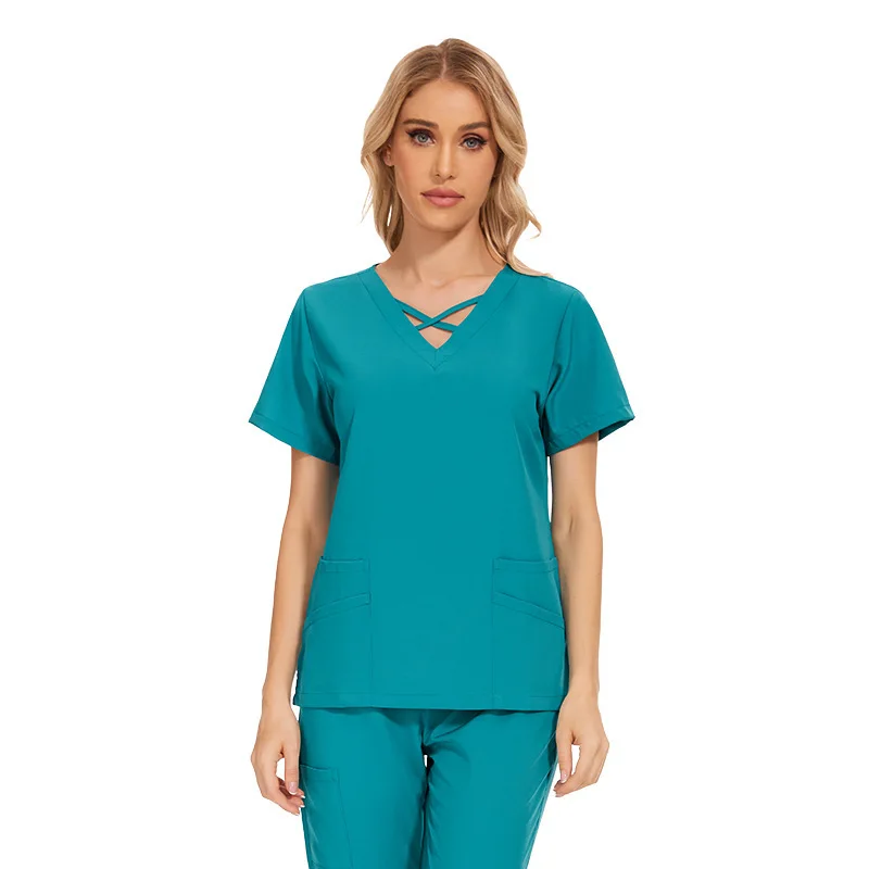 

Elastic Nurse Uniform Hospital Dental Beauty Salon Dentist Surgical Gown Handwashing Suit Set