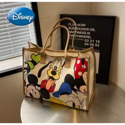 Borsa a tracolla in tela carina Disney Mickey Cartoon borsa a tracolla di grande capacità borsa da donna per mummia di moda da viaggio per il tempo libero