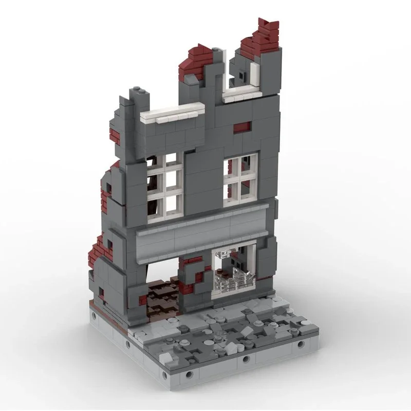 Model Street View Moc Klocki Konstrukcyjne Modułowy Zniszczony Dom Model Technologiczny Cegła DIY Składanka Zabawka Prezent na Święta Urodziny