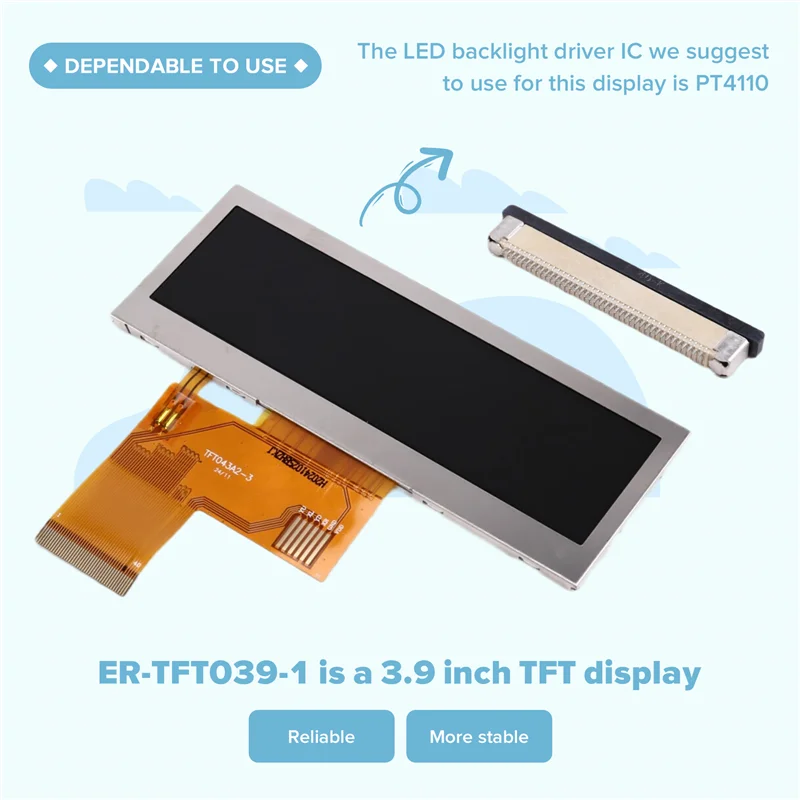 ABZW Iot Compatible 3.9 Inch Color TFT LCD Bar Module, 480X128 Pixel Display With Free FPC Connector