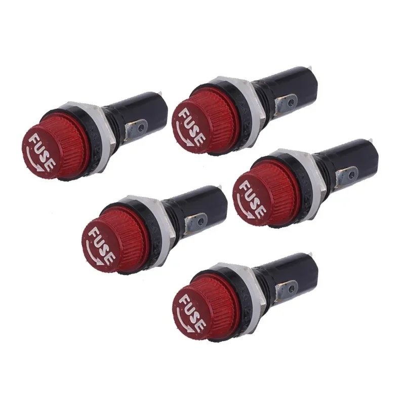 5Pcs 5x20 6X30mm 퓨즈 홀더 검정색 보험 튜브 소켓 퓨즈 홀더 10A 250V AC 15A 125V AC 5*20 6*30MM 보험 패널