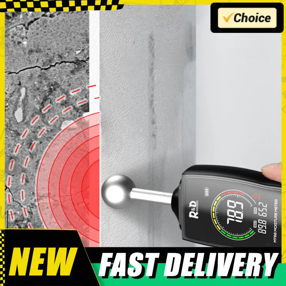 

Digital Pinless Moisture Meter Alarm Non-Invasive Moisture Meter Backlit LCD Screen Damp Meter for Wall Floor Tiles Gypsum Board