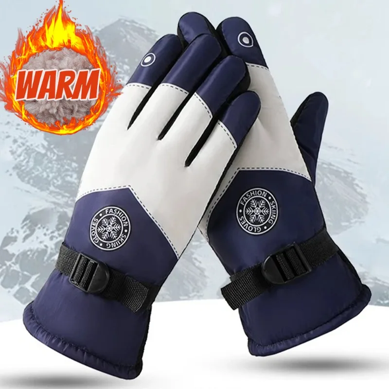Winter Snowboard Ski Gloves Women Men Outdoor Warm Cold-Proof Velvet Gloves Waterproof Cycling Hiking Gloves Fashion Accessories