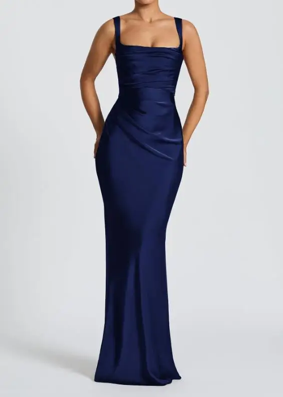 

2025 Spring/Summer New Women's Fashion Elegant Solid Color Strap Waist Tight Skirt, Women's Dress