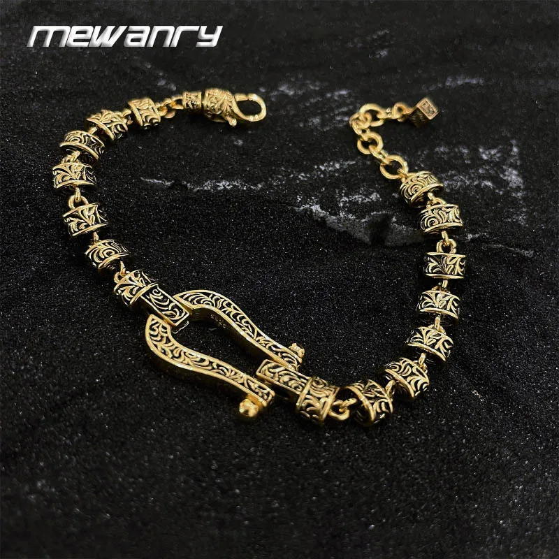 Mewanry Gold Color Vintage U-shaped Geometric Bracelets For Women Couples Simple Classic Trendy Personality Party Jewelry Gifts