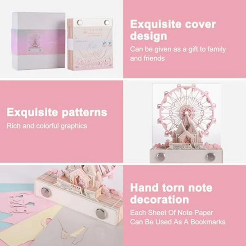 مفكرة ثلاثية الأبعاد مع أضواء ، تقويم مكتبي وردي ، مفكرة ، نقش ، فنان ، 1 من من ومن