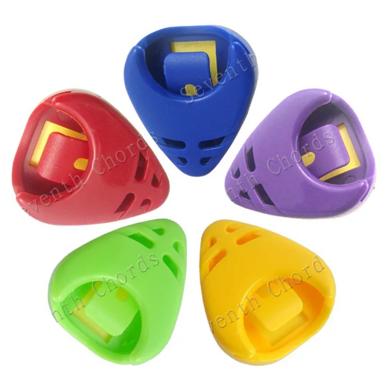 100 Colorful Plastic Heart Shape Guitar Pick Holder Plectrum Case Box Clip Self Adhesive Musical Instrument Accessories