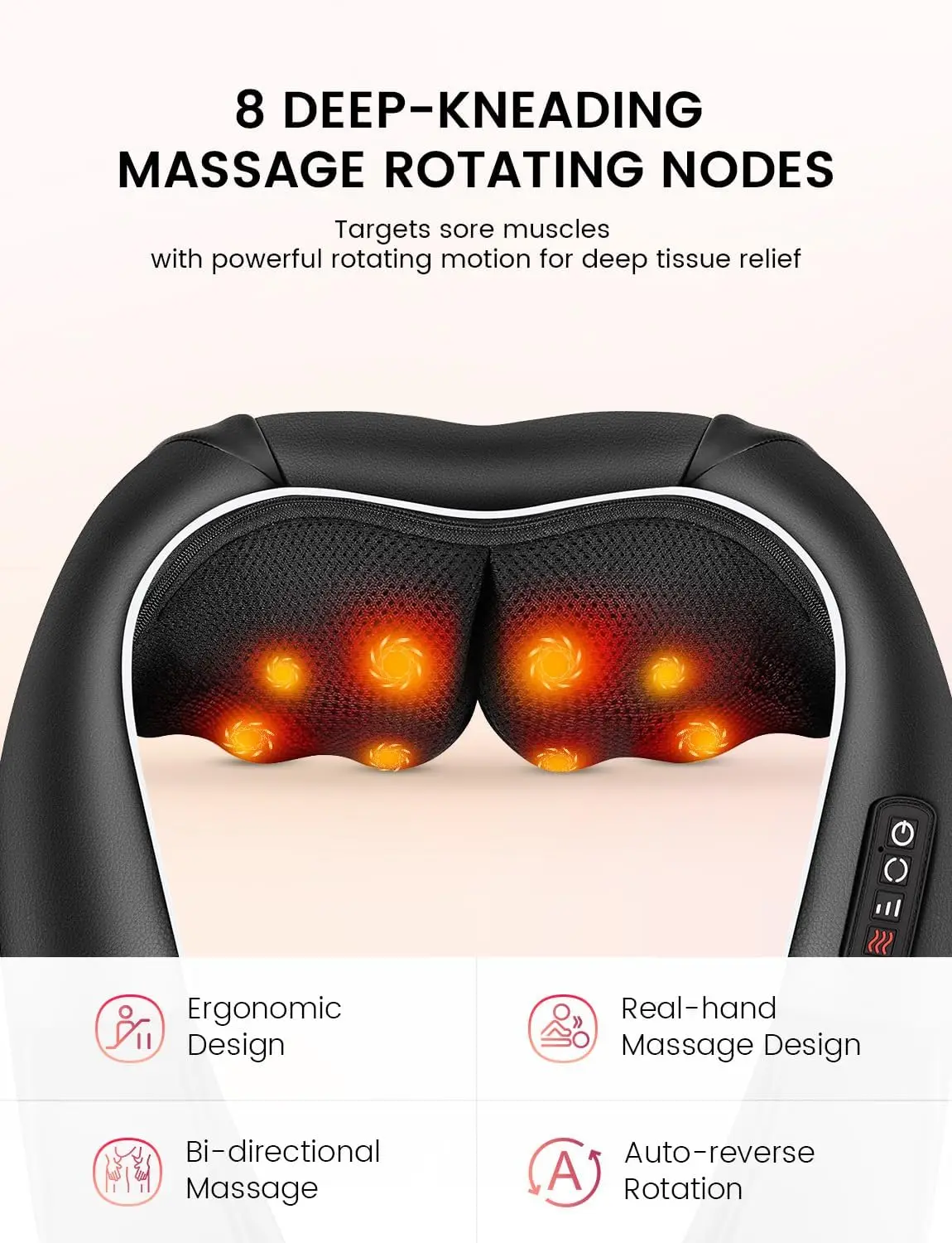 Elektrisches Shiatsu-Nackenmassagegerät mit Wärme, 3D-Knetmassage für Tiefengewebe, Schmerzlinderung für Zuhause, Büro und Auto, Perfektes Geschenk